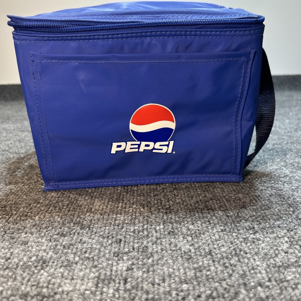 Vintage Pepsi Cola Soft Cooler Bag 80s 90s Insulated Lunch Box Tote Blue Retro